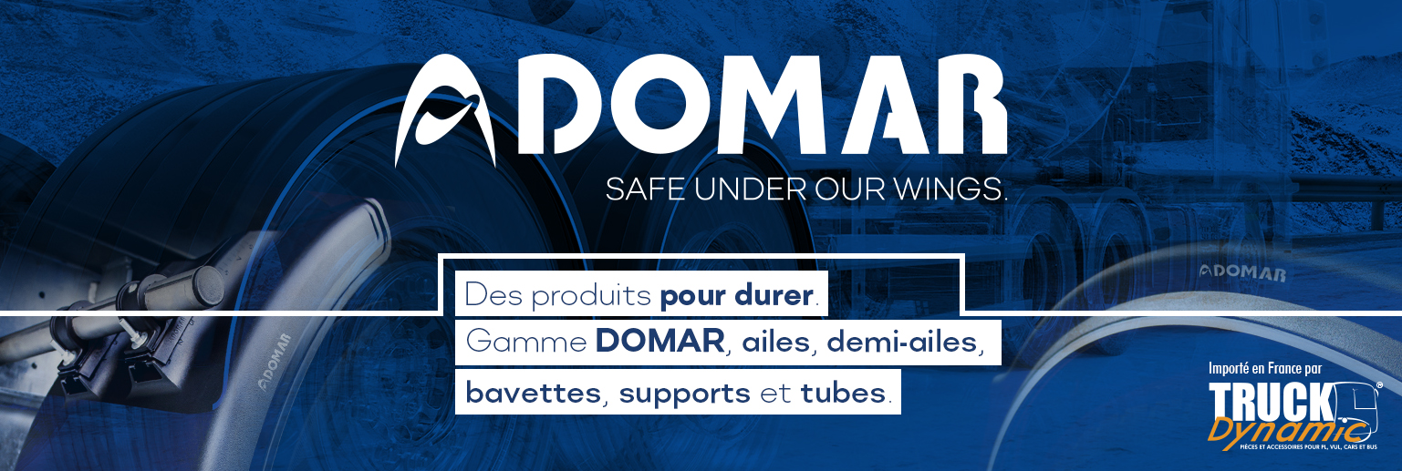 Gamme DOMAR, ailes, demi ailes, bavettes, supports et tubes.